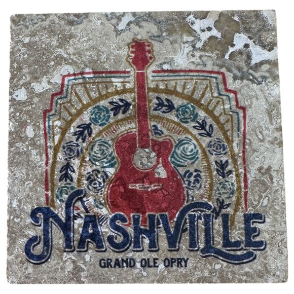 Nashville Grand Ole Opry Guitar Stone Trivet Coaster - Picture 1 of 2